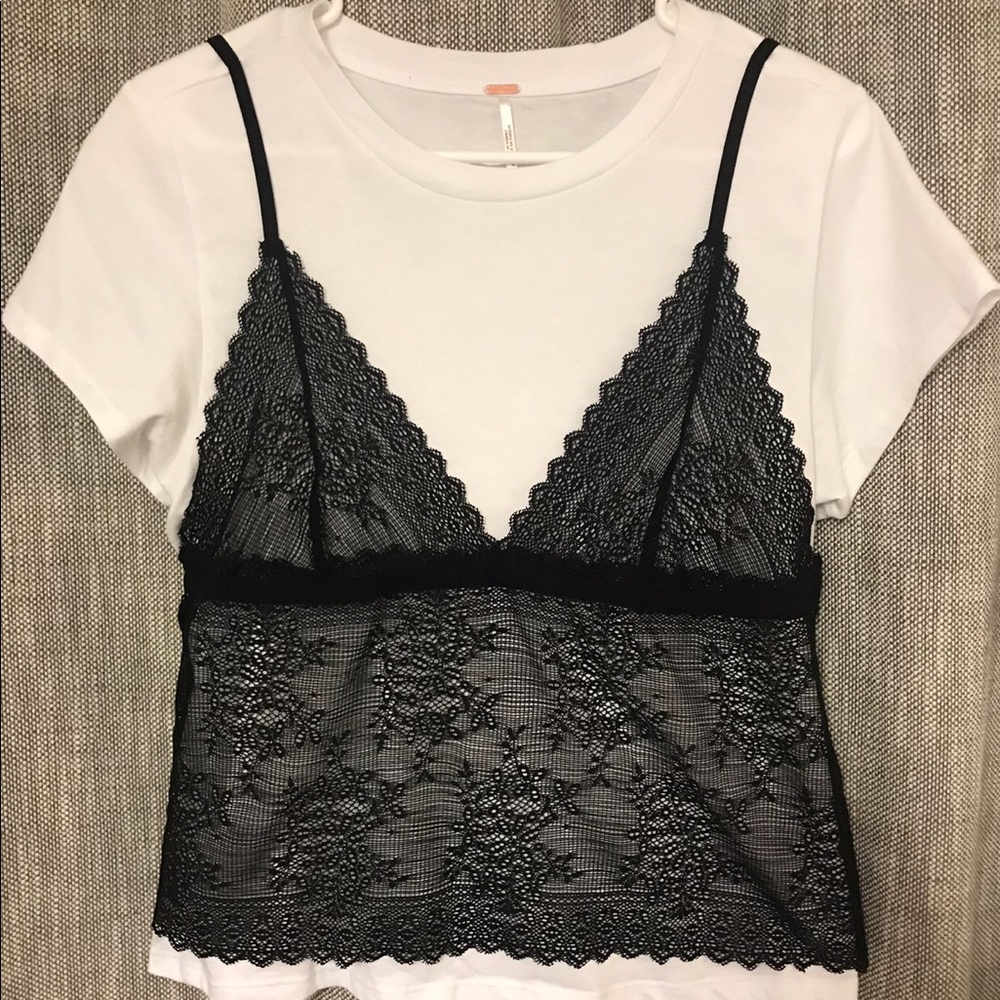 Free People white tee with lace tank